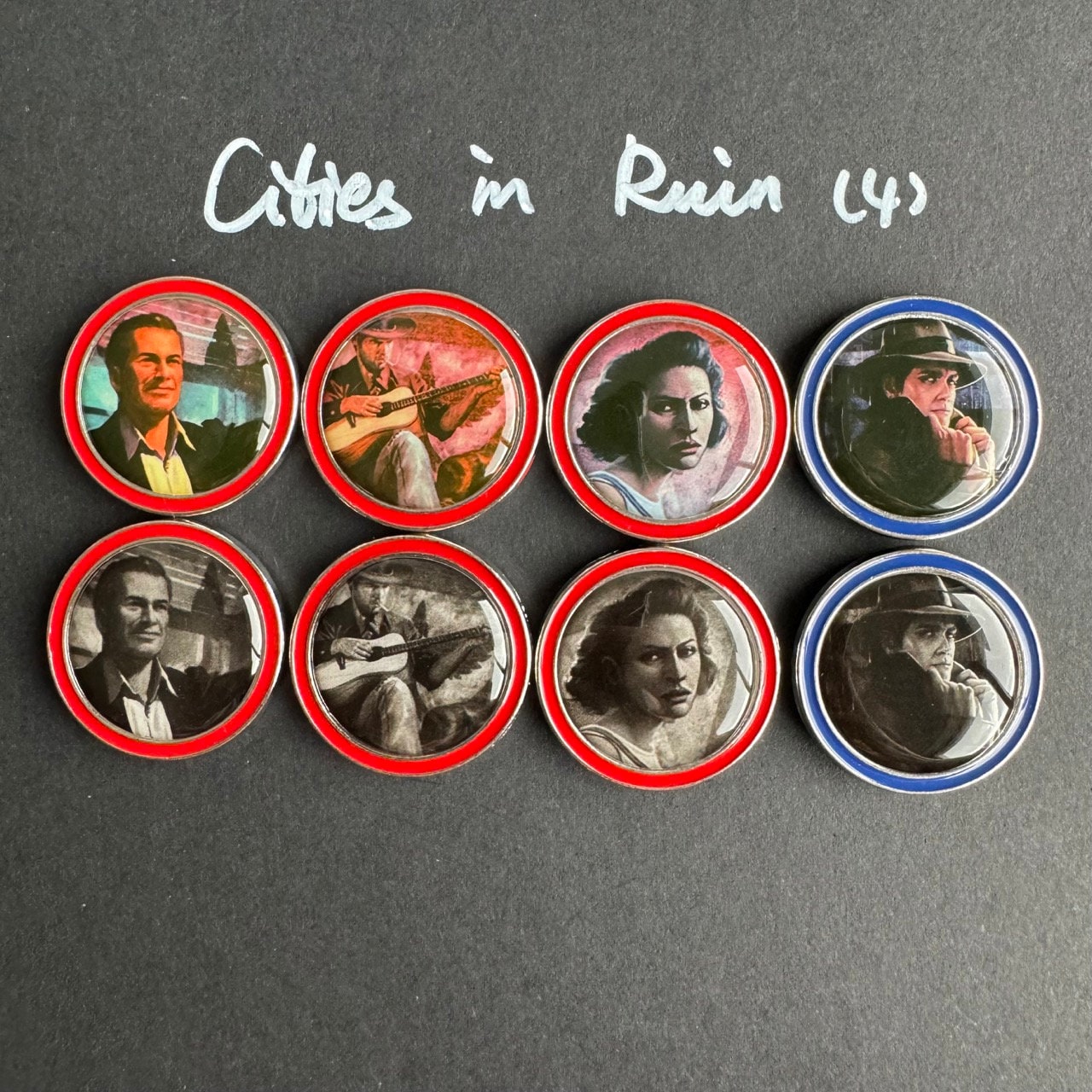 55 x Eldritch Horror Investigators, 24 x Mansions of Madness Investigators, Double Sided Metal Upgrade Tokens