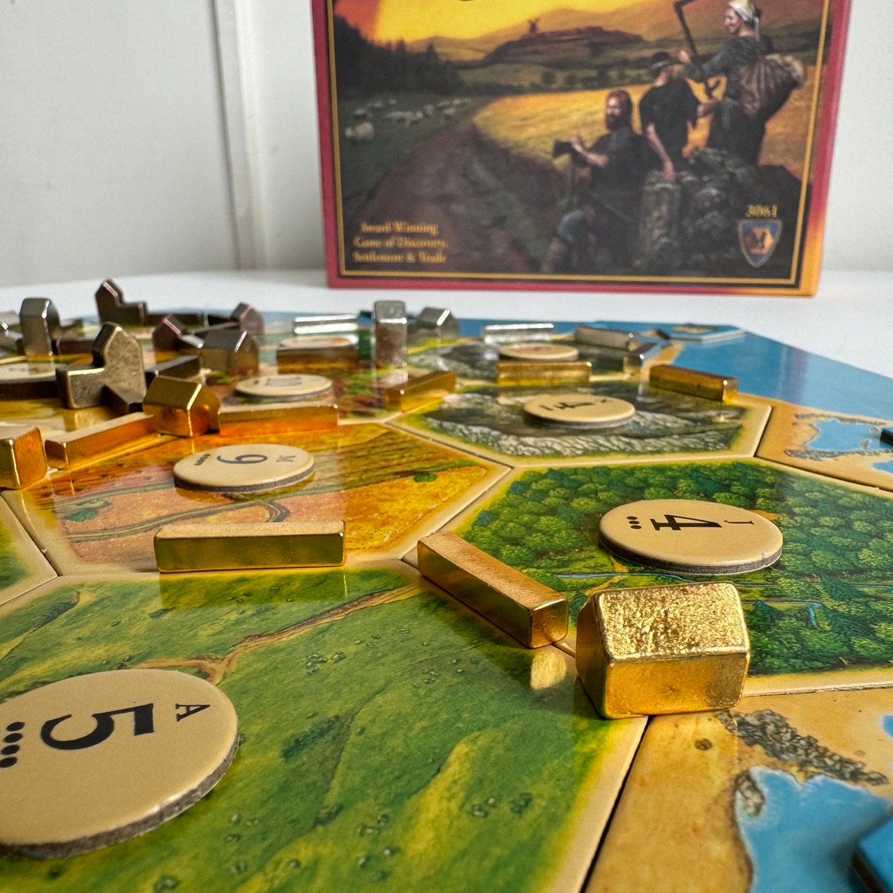 Catan Components 96x Catan Board Game Replacement Pieces, Metal Token Upgrade, Settlers ...