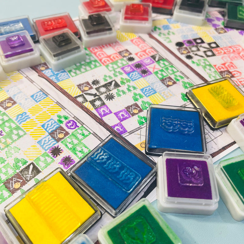 36 Stamps and 36 Ink Pads For Cartographers Board Game Stamp, 5 Unique Monsters Designs Included for Cartographers Heroe