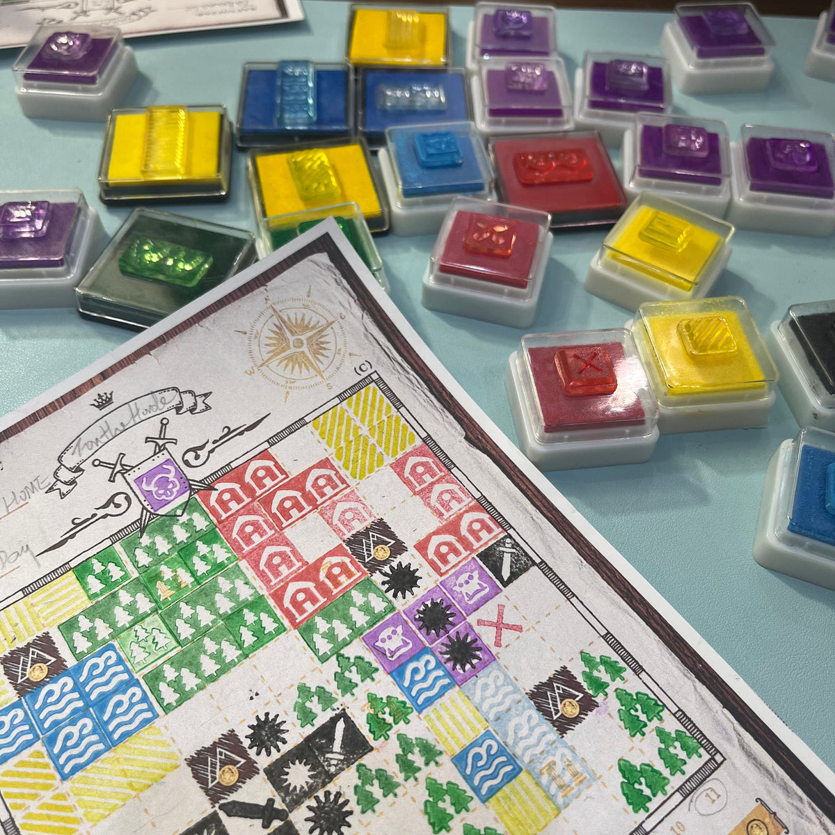 36 Stamps and 36 Ink Pads For Cartographers Board Game Stamp, 5 Unique Monsters Designs Included for Cartographers Heroes