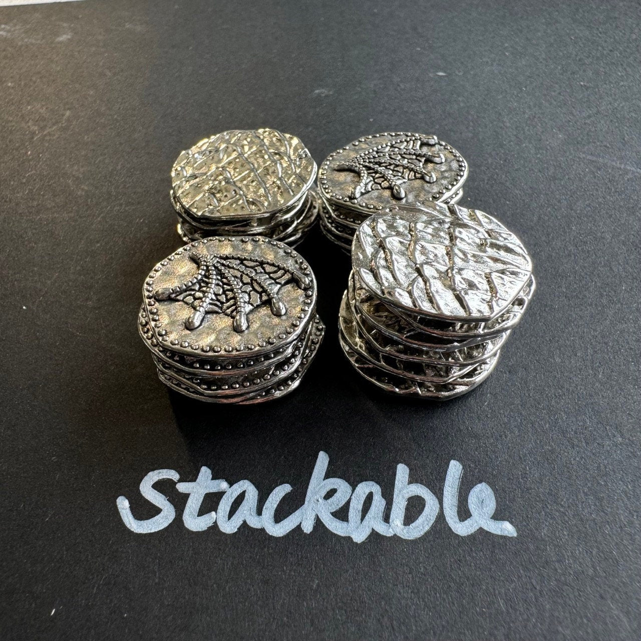 40x Dragon Coins in 3 different colors, Metal Token Upgrade for Board Game, Gold, Silver, Bronze, Double-sided
