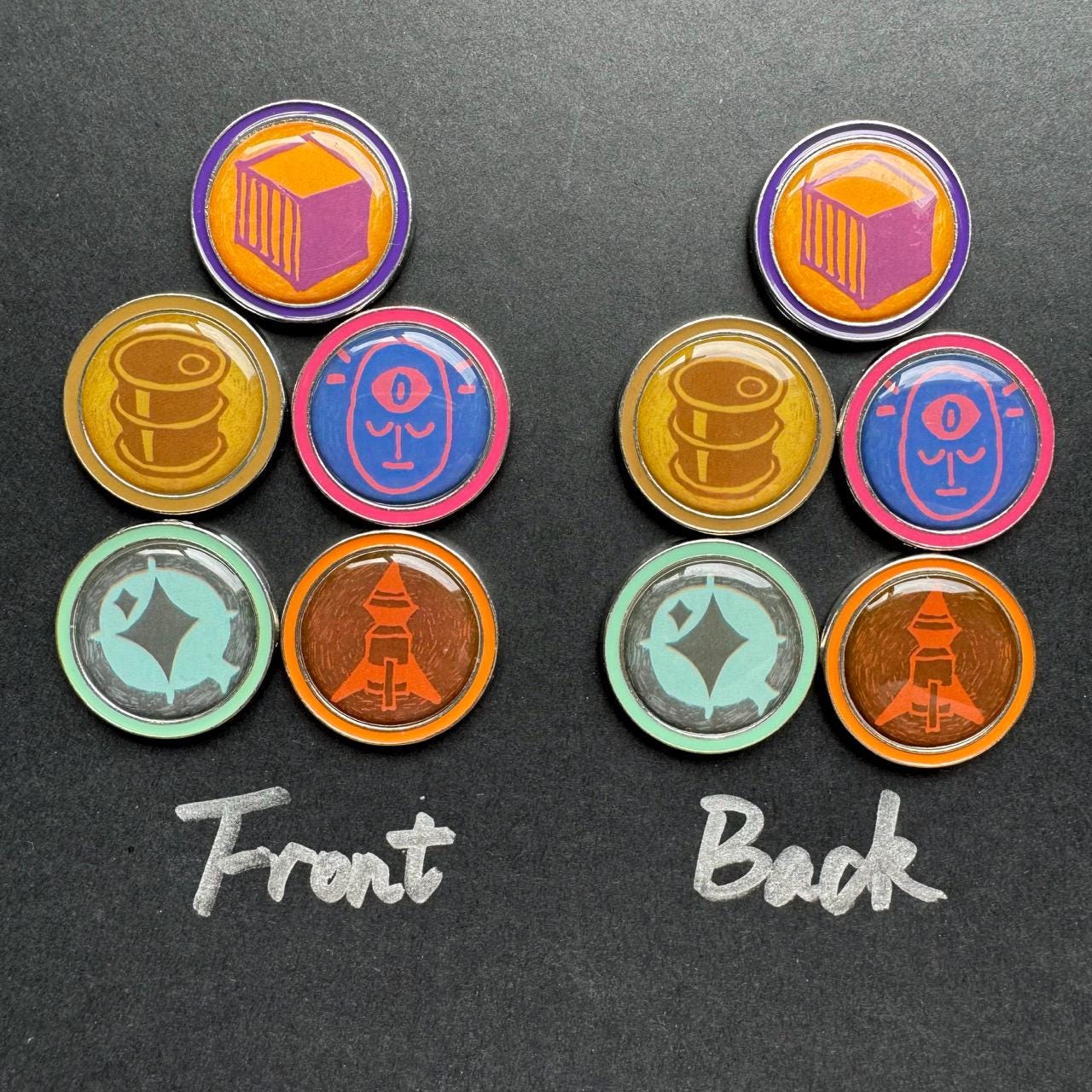 25x ARCS Resource Tokens, Cities and Starports Tokens for Base Game and Expansion, Board Games Metal Upgrade (double-sided)