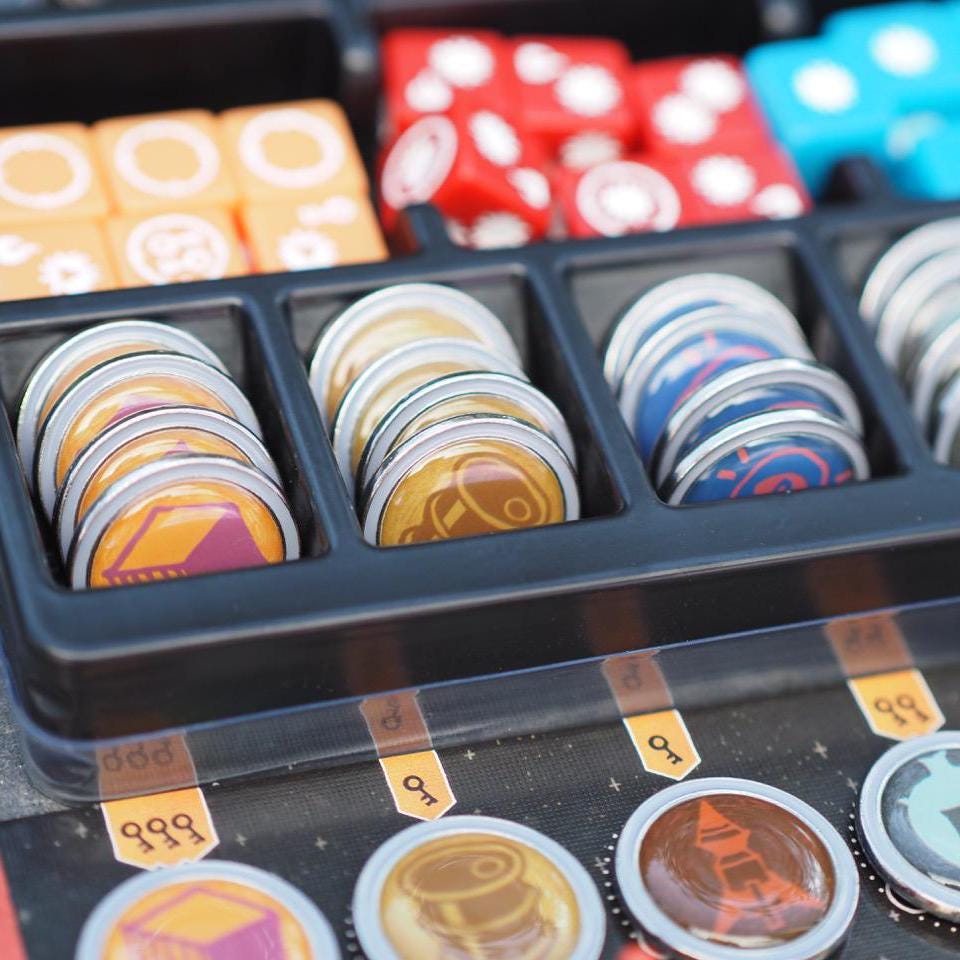 25x ARCS Resource Tokens, Cities and Starports Tokens for Base Game and Expansion, Board Games Metal Upgrade (double-sided)