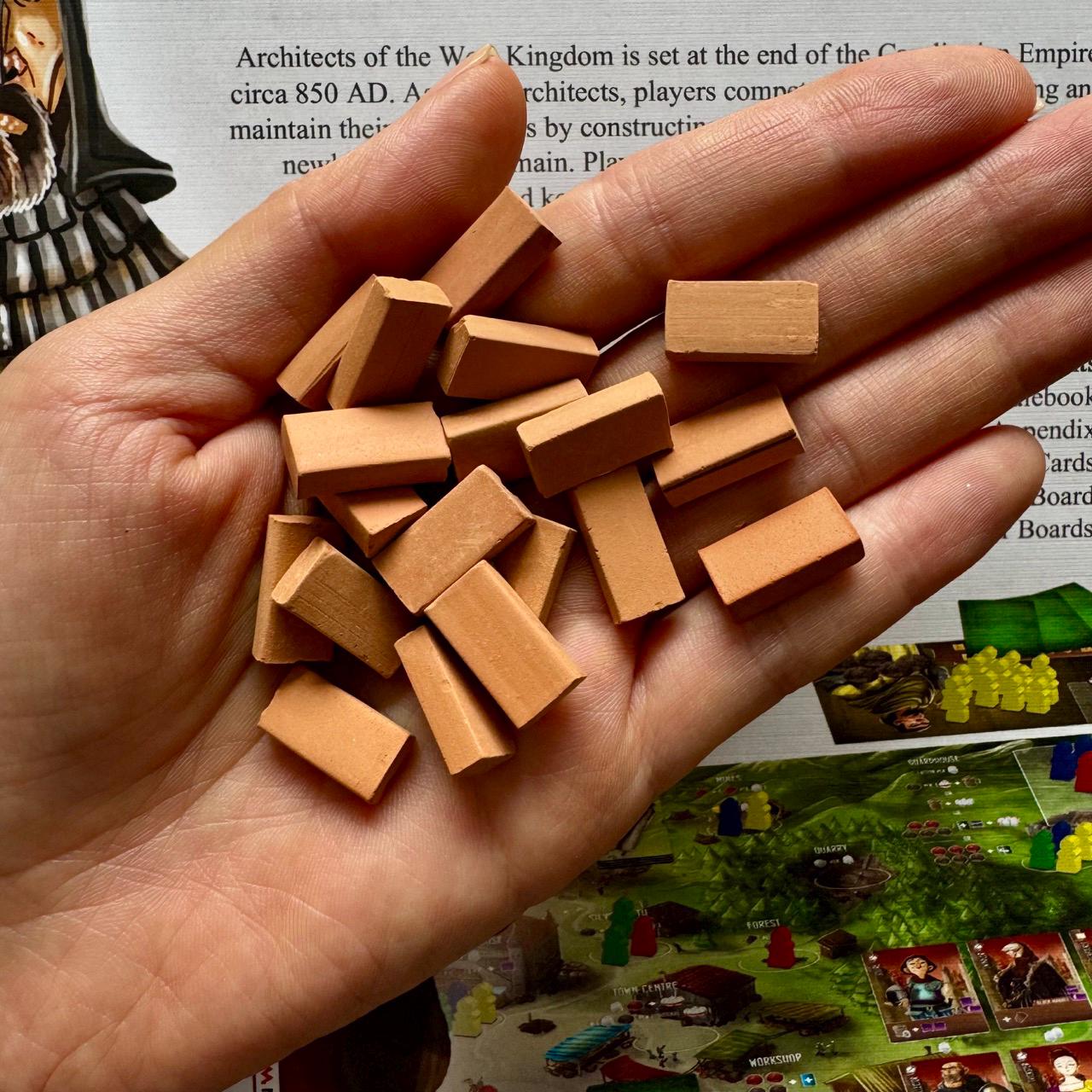 40x Clay Brick Tokens, Board Game Token, Handmade with Real Clay Mud Not Metal