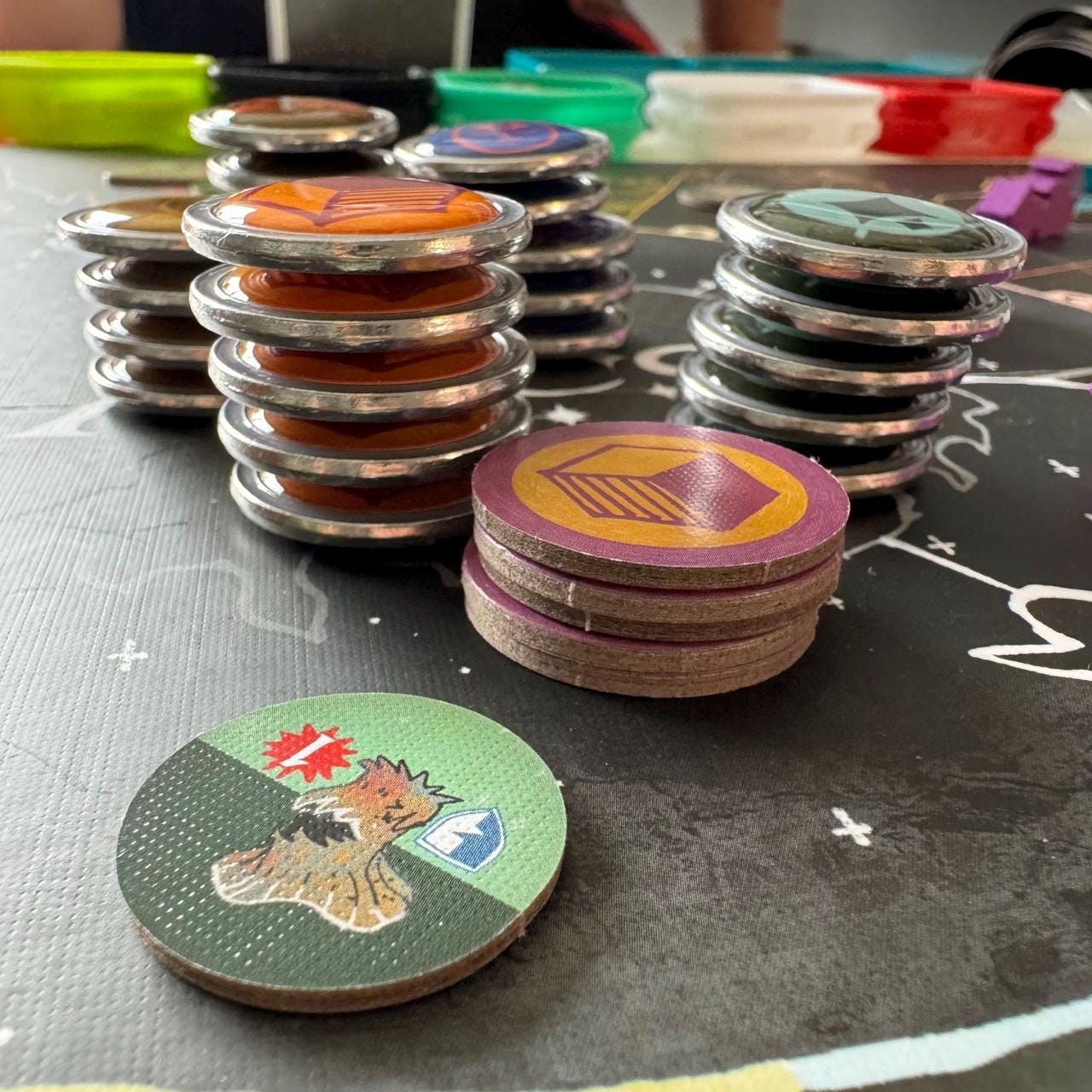 25x ARCS Resource Tokens, Cities and Starports Tokens for Base Game and Expansion, Board Games Metal Upgrade (double-sided)