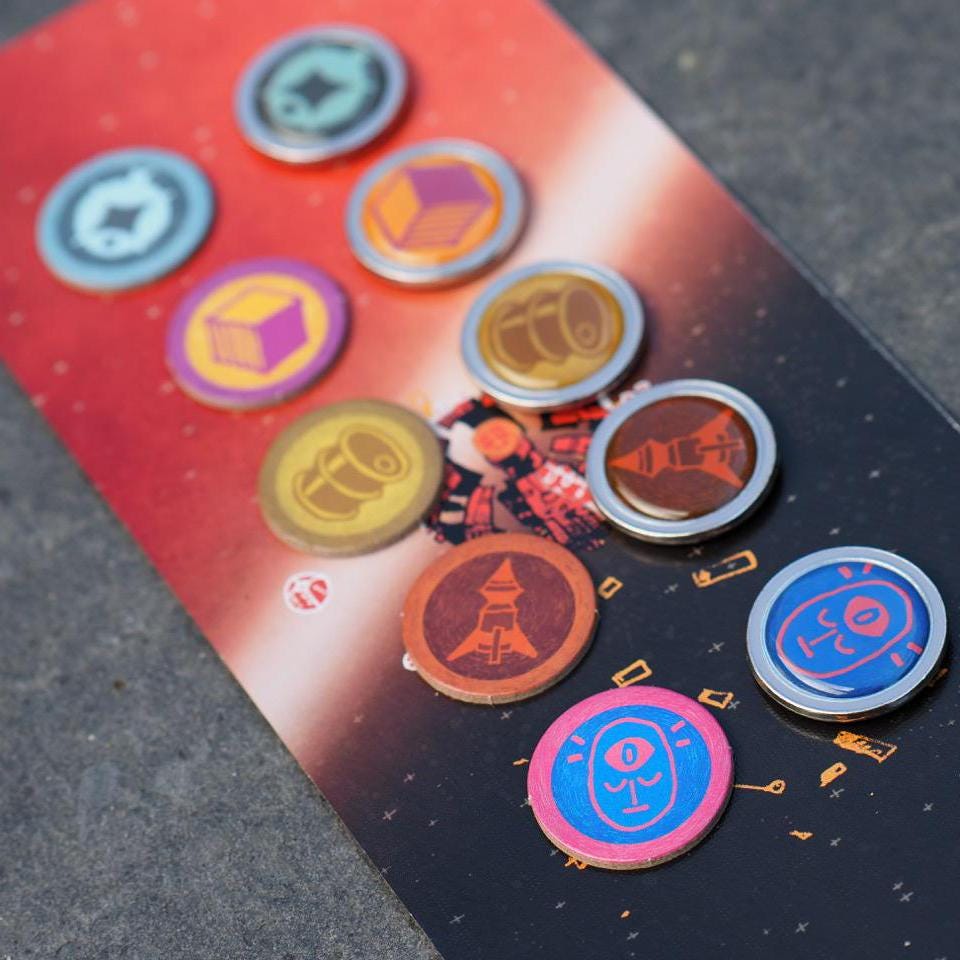 25x ARCS Resource Tokens, Cities and Starports Tokens for Base Game and Expansion, Board Games Metal Upgrade (double-sided)