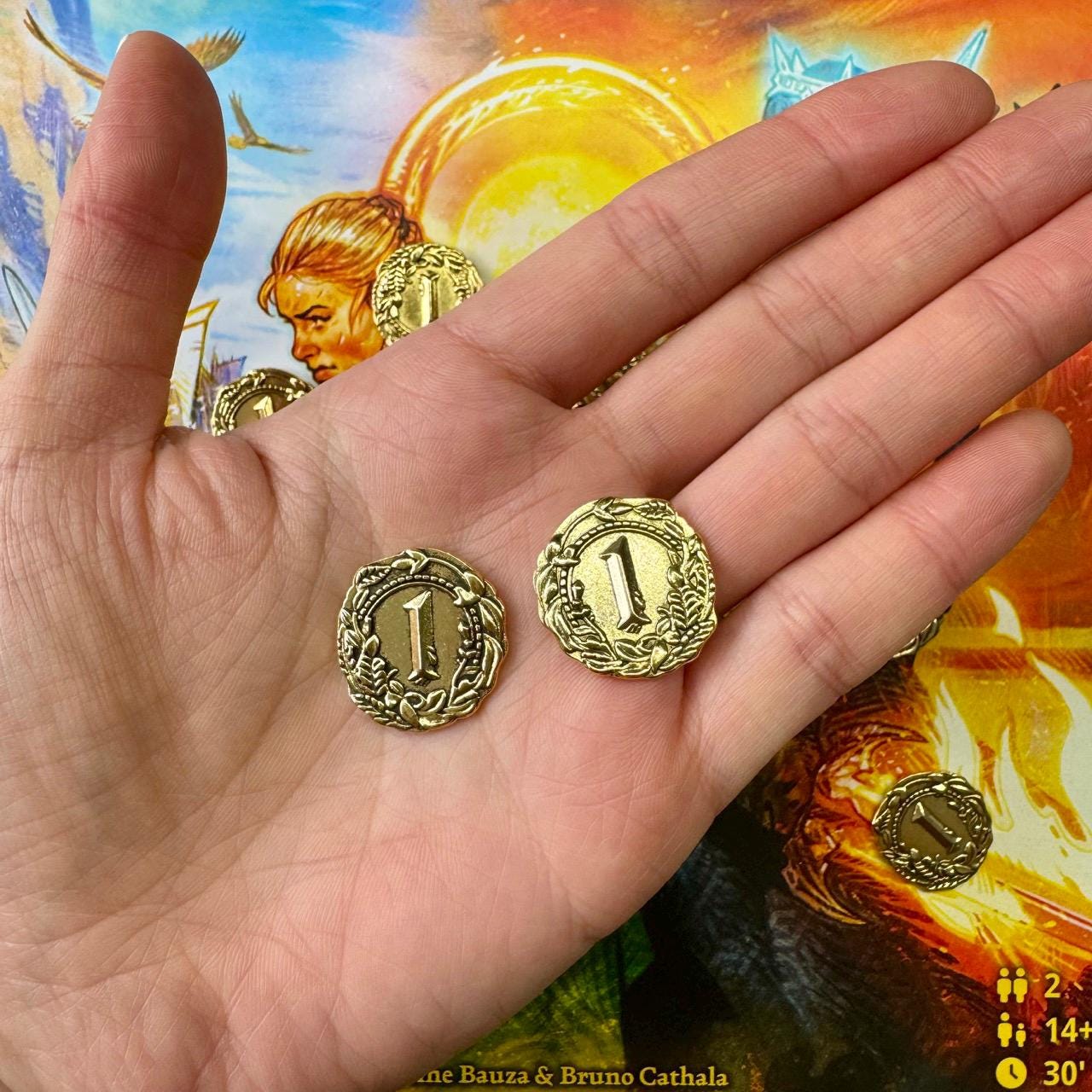 30x Gold Coins For The Lord of the Rings: Duel for Middle-earth, Board Game Metal Tokens Upgrade, Gondor Coin, Elven Coin, Double Sided