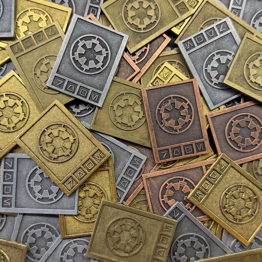 12x Metal Star Wars Imperial Credits Props, Credits for Sabacc, 4 Colour Variations, 2.7mm thickness