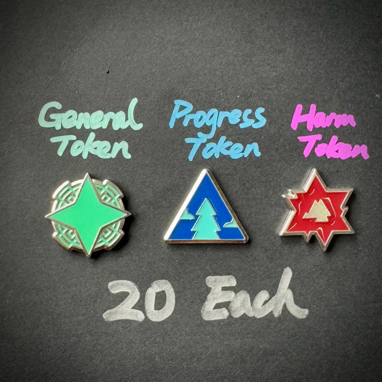 Metal Earthborne Rangers Upgrade Tokens for Board Game, Energy, Harm, General, Progress token, Double-sided