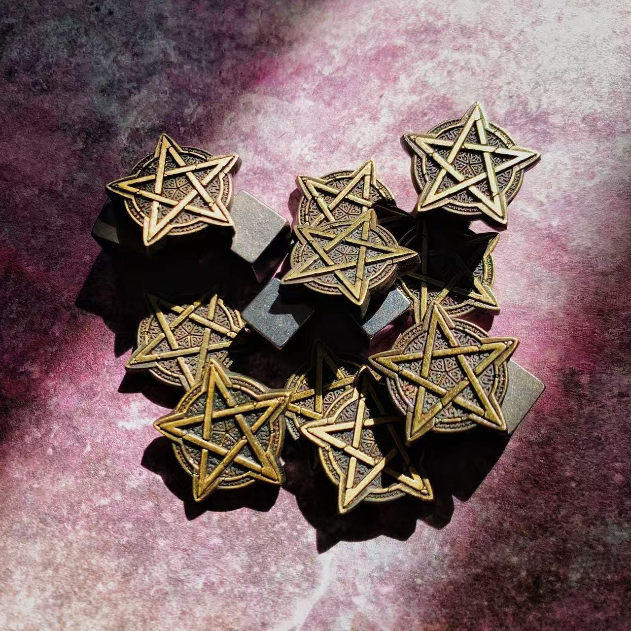 10x 1s, 3s Charge tokens for Arkham Horror LCG | Enchanted Blade (metal, single-sided, mirrored)