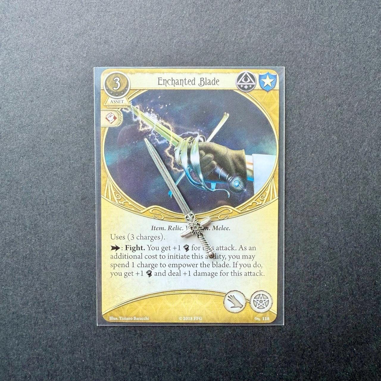 10x 1s, 3s Charge tokens for Arkham Horror LCG | Enchanted Blade (metal, single-sided, mirrored)