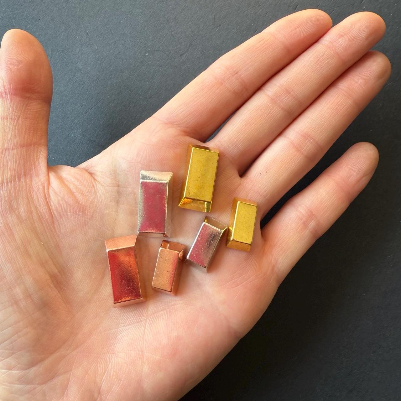 40x Metal Ingot, GoldBar Shape for Board Game D&D Resource Tokens, Copper Silver color, Miniature Components, Two Sizes