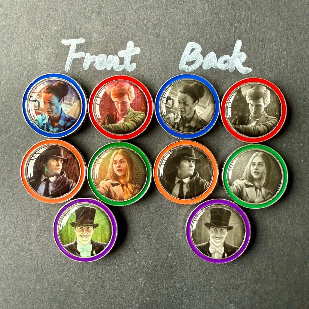 67x Arkham Horror Investigator Tokens for AHLCG, Class Color Rims for Enhanced Visuals, Revised Core Set Available (Double-Sided 1.1"/28 mm)
