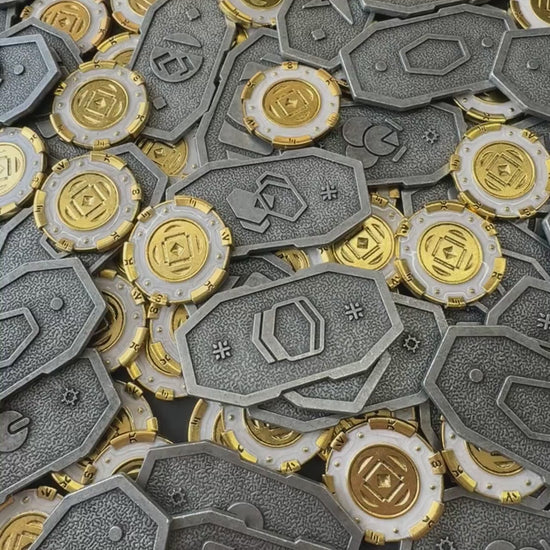 16x Metal Kessel Sabacc Shift Tokens Full Set, Star Wars Outlaws Sabacc Heavy Game Props, Double Sided