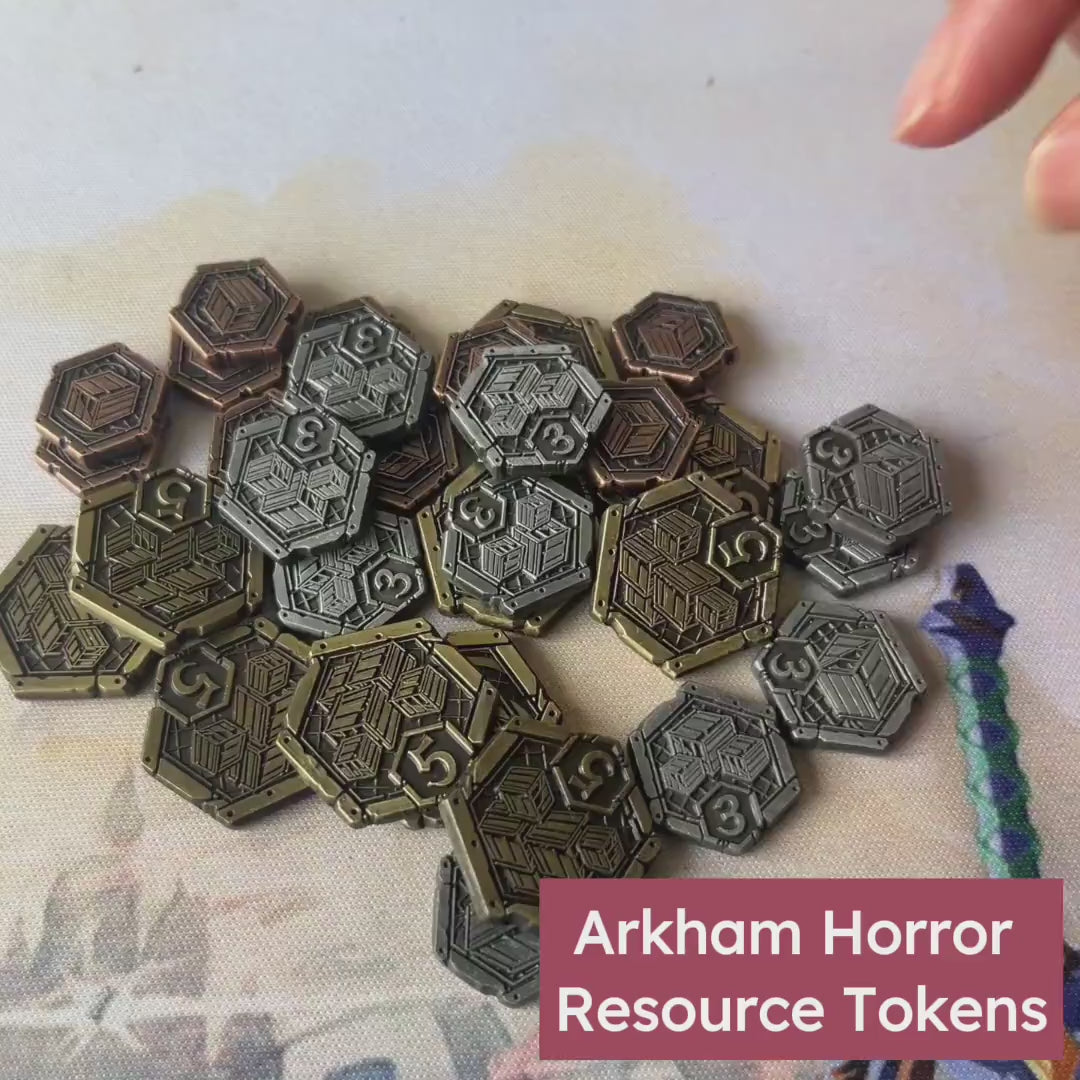 Resource Tokens Metal Upgrade for Arkham Horror LCG (double-sided, metal, 15,18,22mm in diameter)