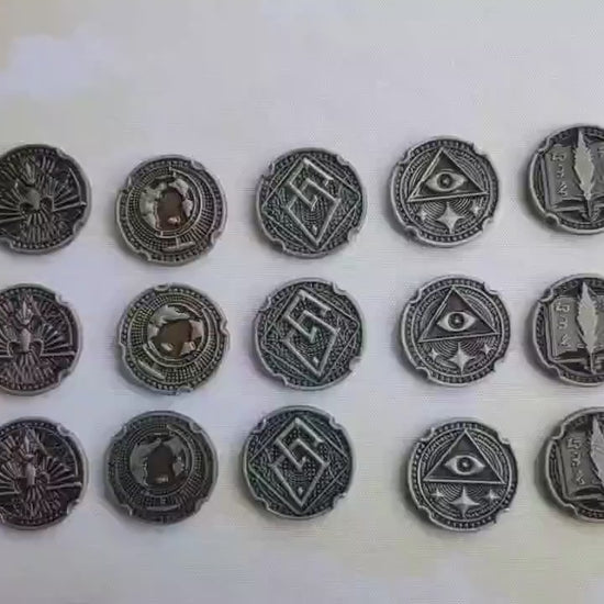 18 Class Action Turn Tracker Tokens for Arkham Horror LCG (metal, 25mm in diameter)