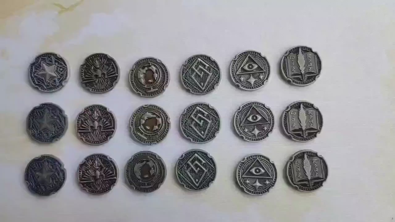 18 Class Action Turn Tracker Tokens for Arkham Horror LCG (metal, 25mm in diameter)